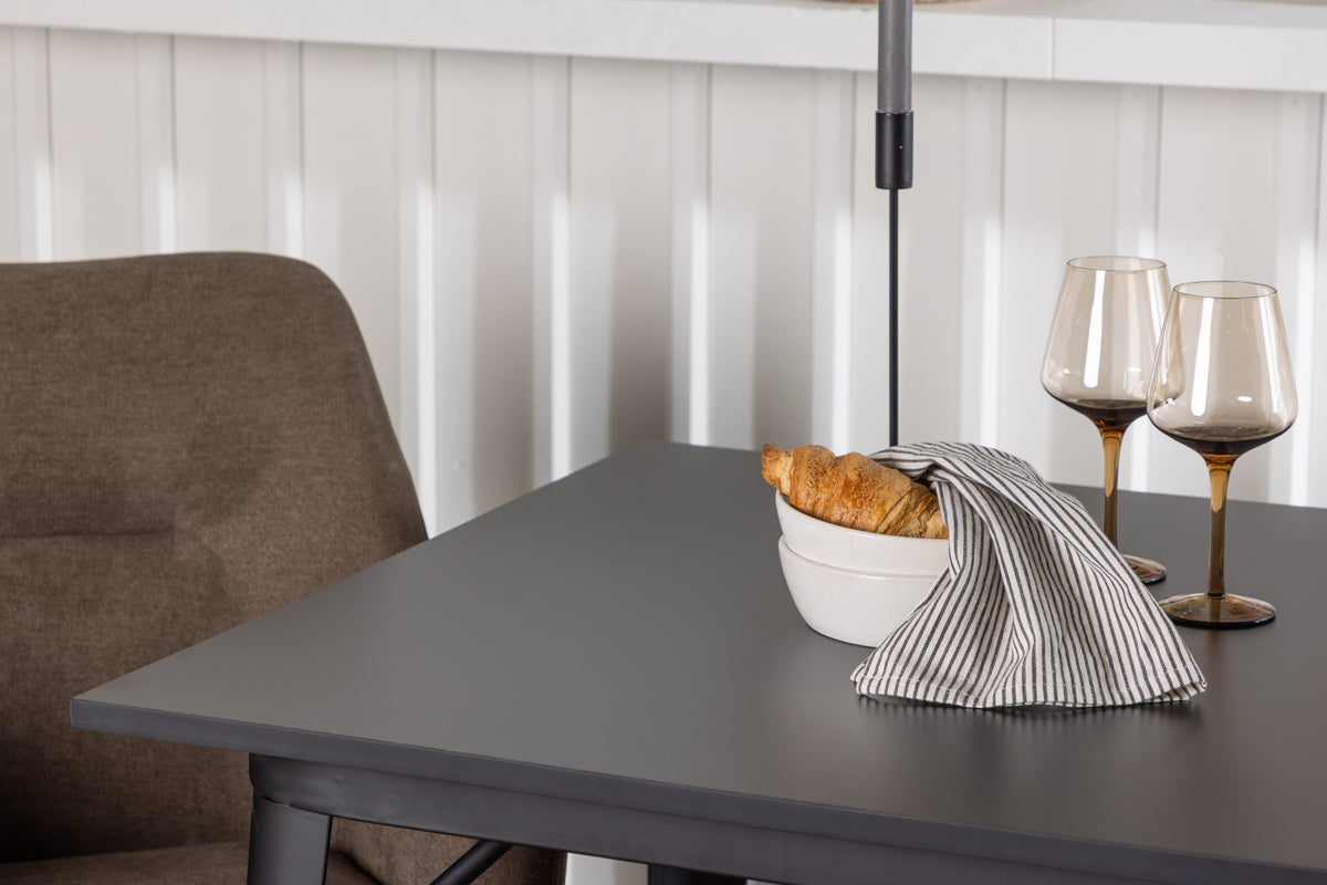 Venture Design Tempe & Tomorrow Rektangulära Matbord 80 x 80 Svart + Matstolar 2-pack Brun