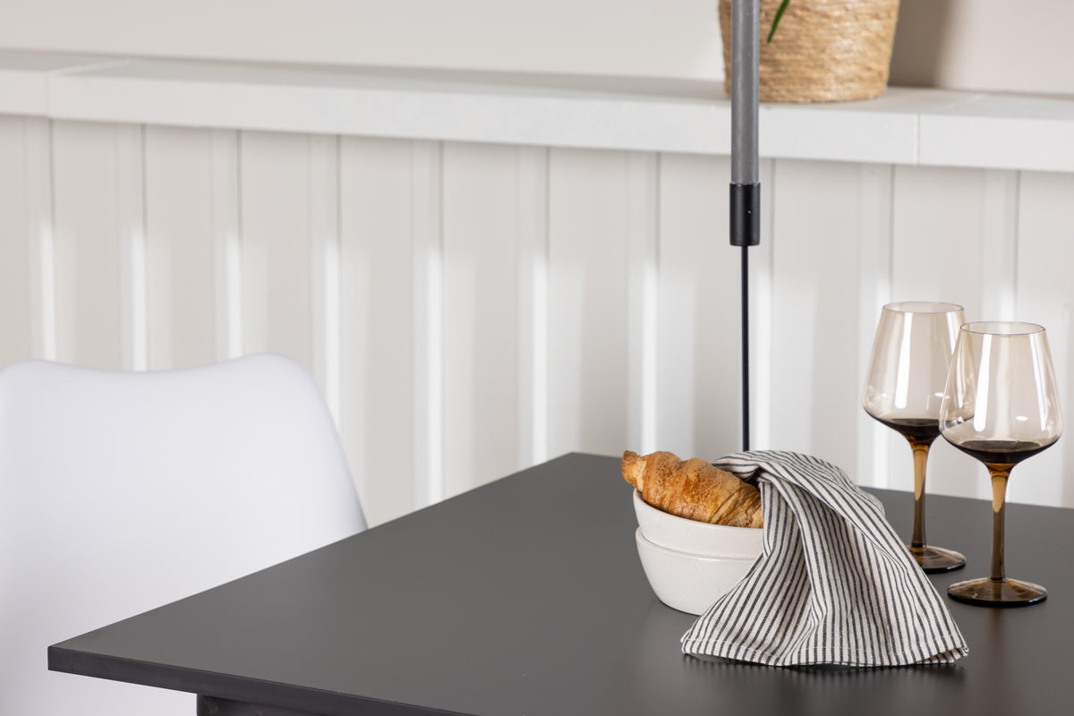 Venture Design Tempe & Zeno Rektangulära Matbord 80 x 80 Svart + Matstolar 2-pack Vit