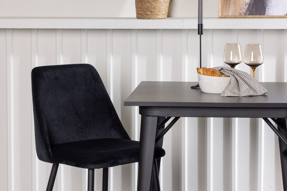 Venture Design Tempe & Night Rektangulära Matbord 80 x 80 Svart + Matstolar 2-pack Svart