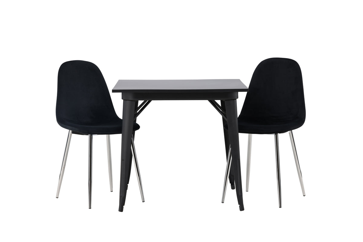 Venture Design Tempe & Polar Rektangulära Matbord 80 x 80 Svart + Matstolar 2-pack Svart