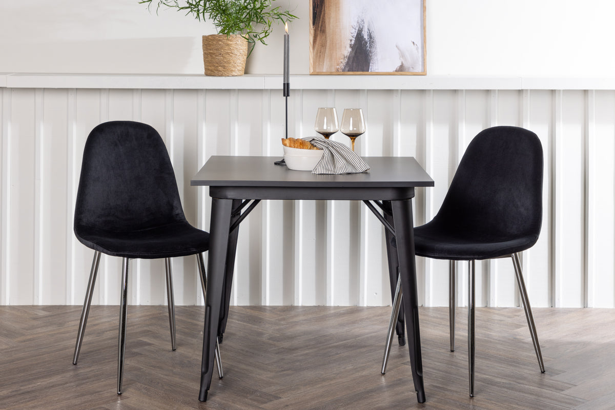 Venture Design Tempe & Polar Rektangulära Matbord 80 x 80 Svart + Matstolar 2-pack Svart