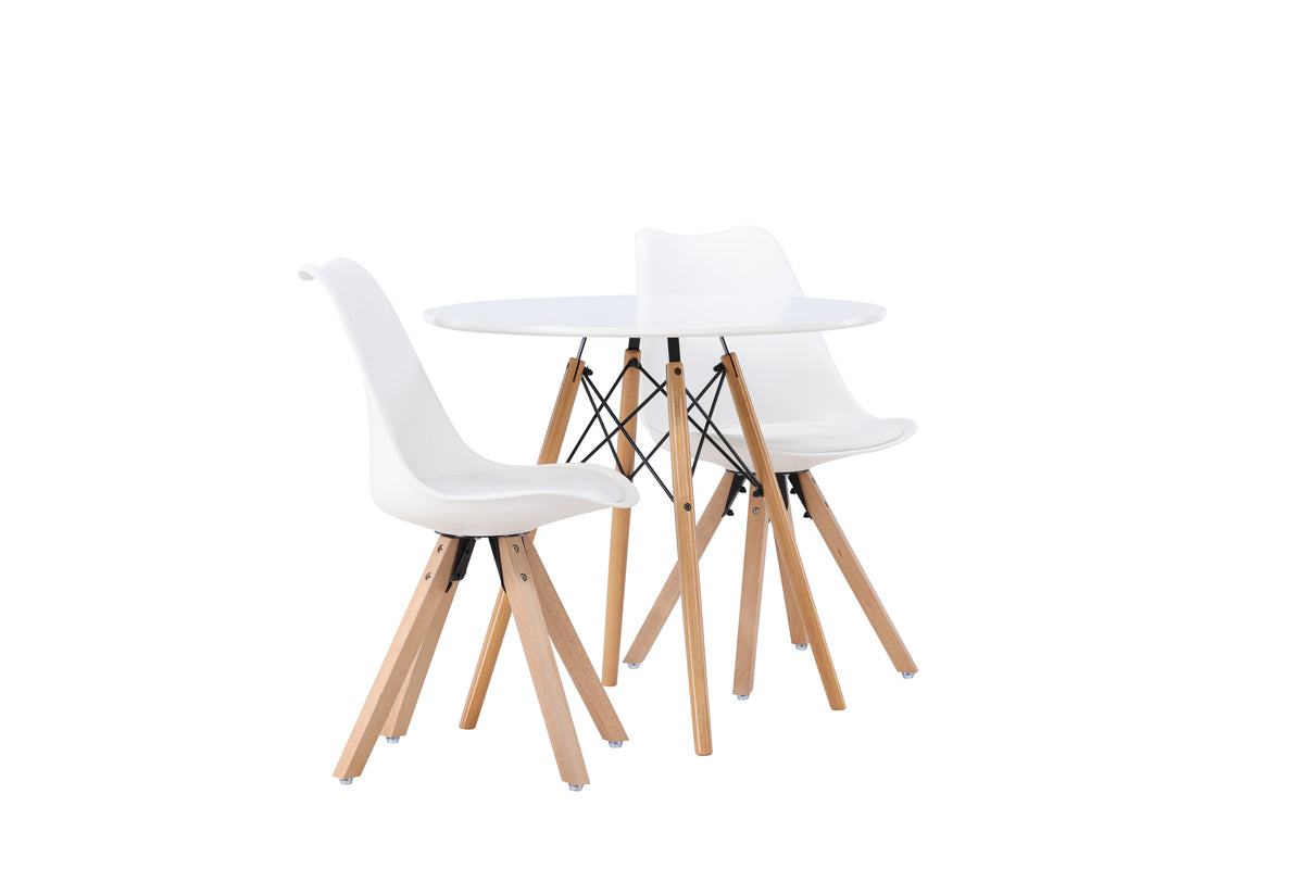 Venture Design Danburi & Zeno Runda Matbord ⌀60 Vit + Matstolar 2-pack Vit