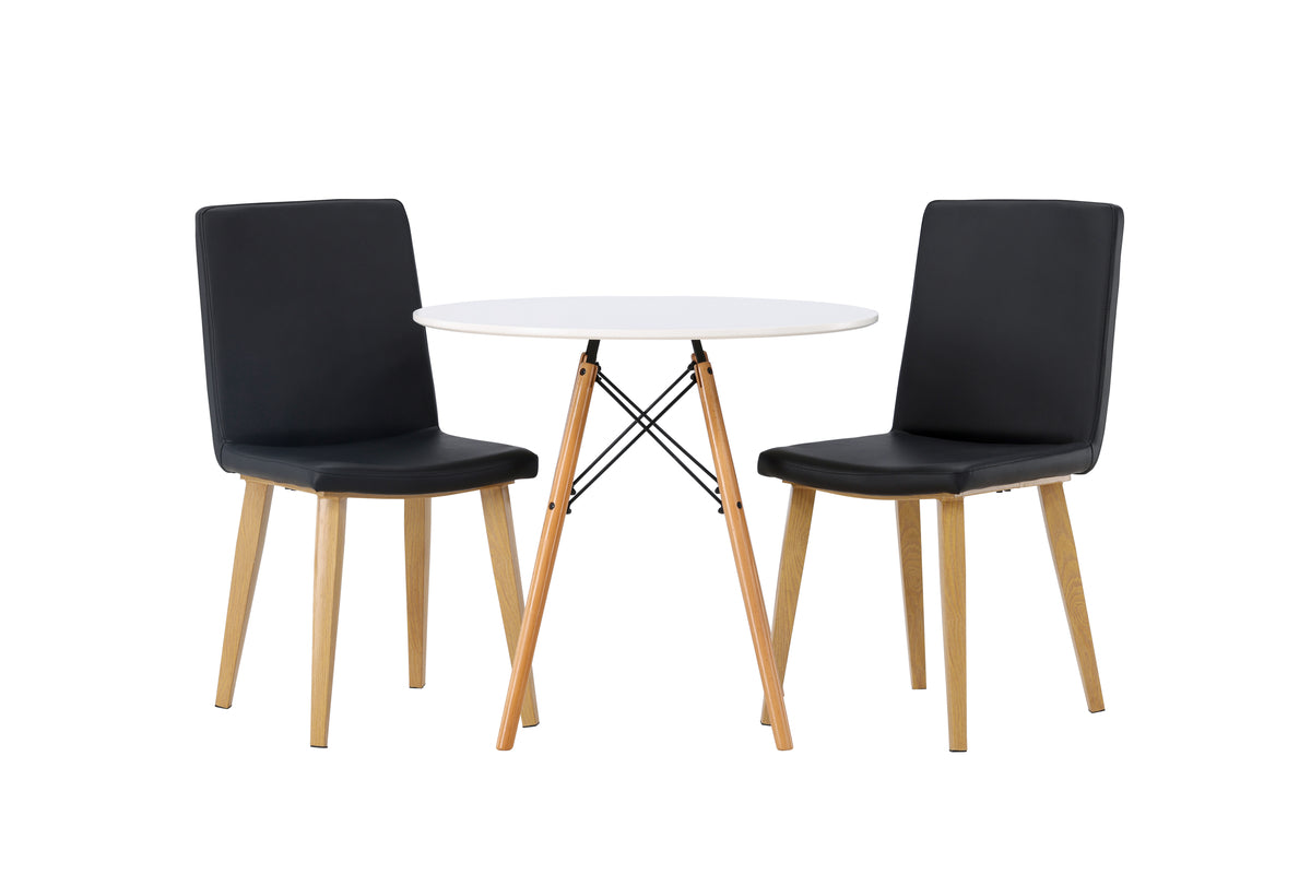 Venture Design Danburi & Today Runda Matbord ⌀60 Vit + Matstolar 2-pack Svart