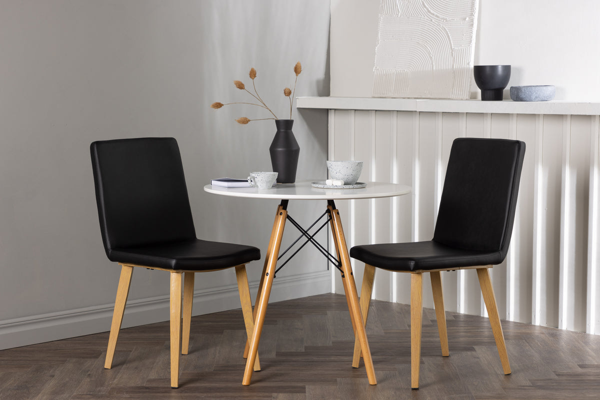 Venture Design Danburi & Today Runda Matbord ⌀60 Vit + Matstolar 2-pack Svart