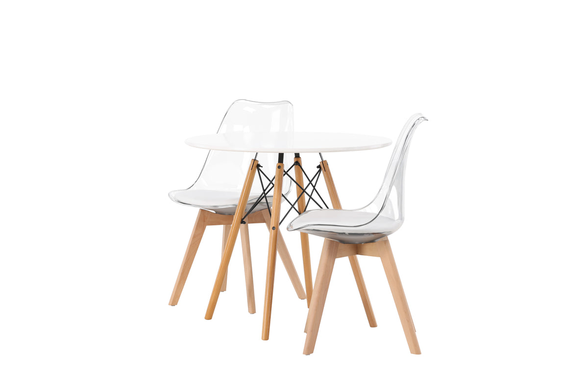 Venture Design Danburi & Edvin Runda Matbord ⌀60 Vit + Matstolar 2-pack Natur