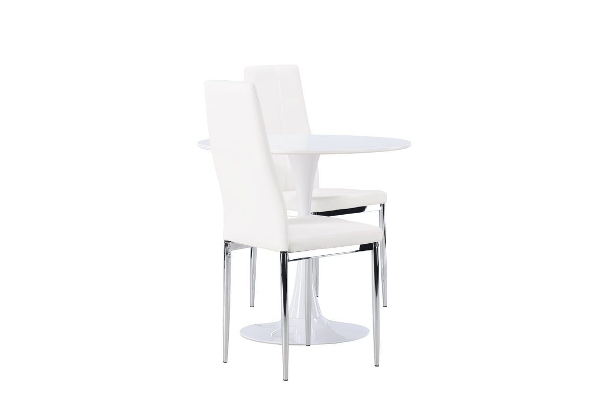 Venture Design Hamden & Pastill Runda Matbord ⌀80 Vit + Matstolar 2-pack Vit