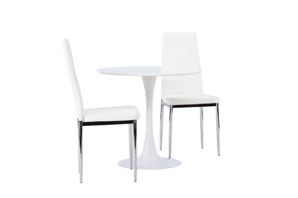 Venture Design Hamden & Pastill Runda Matbord ⌀80 Vit + Matstolar 2-pack Vit