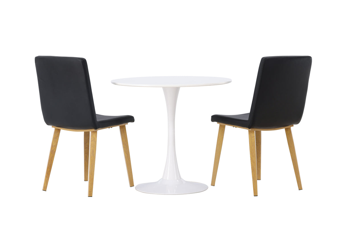 Venture Design Hamden & Today Runda Matbord ⌀80 Vit + Matstolar 2-pack Svart