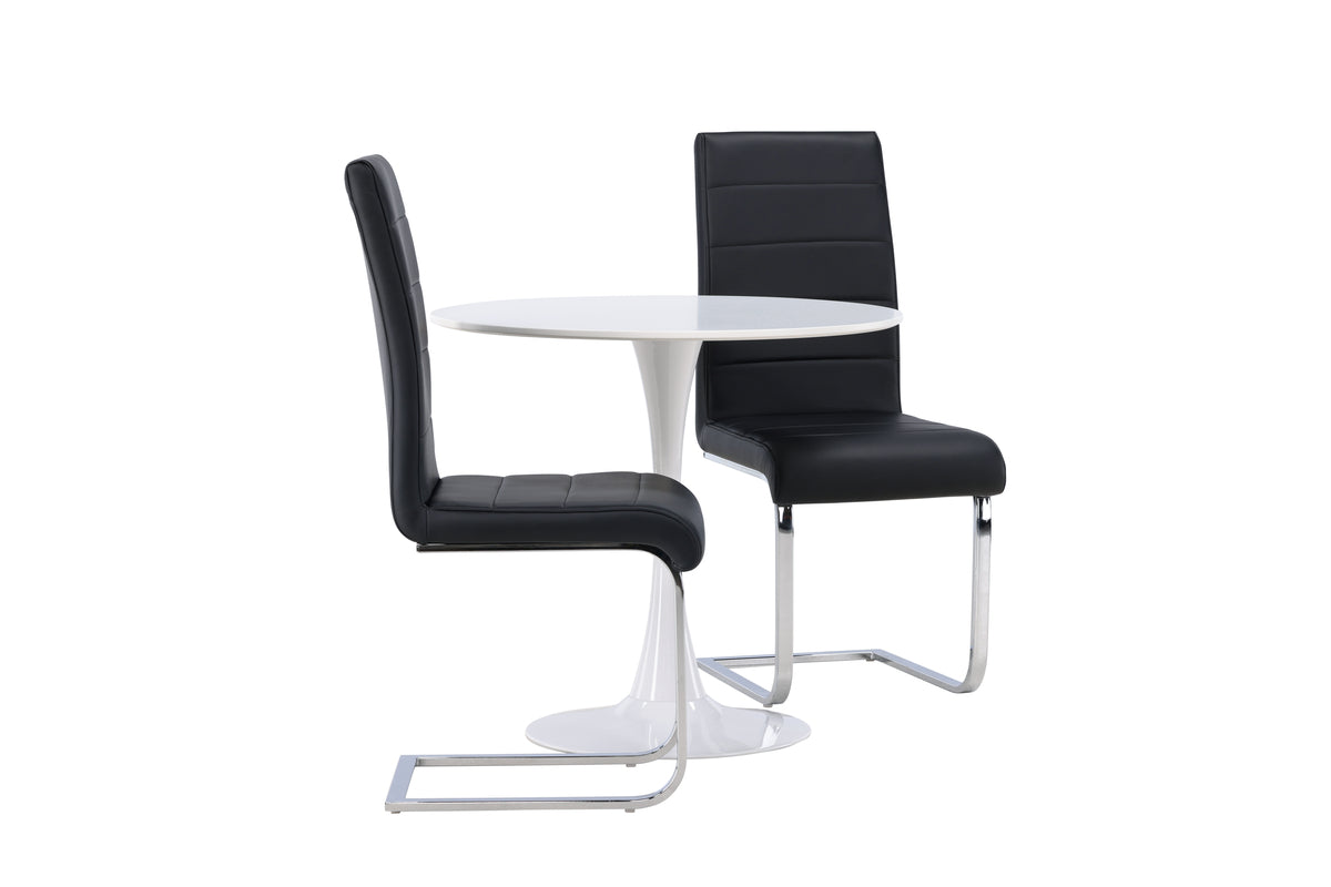 Venture Design Hamden & Tempo Runda Matbord ⌀80 Vit + Matstolar 2-pack Svart