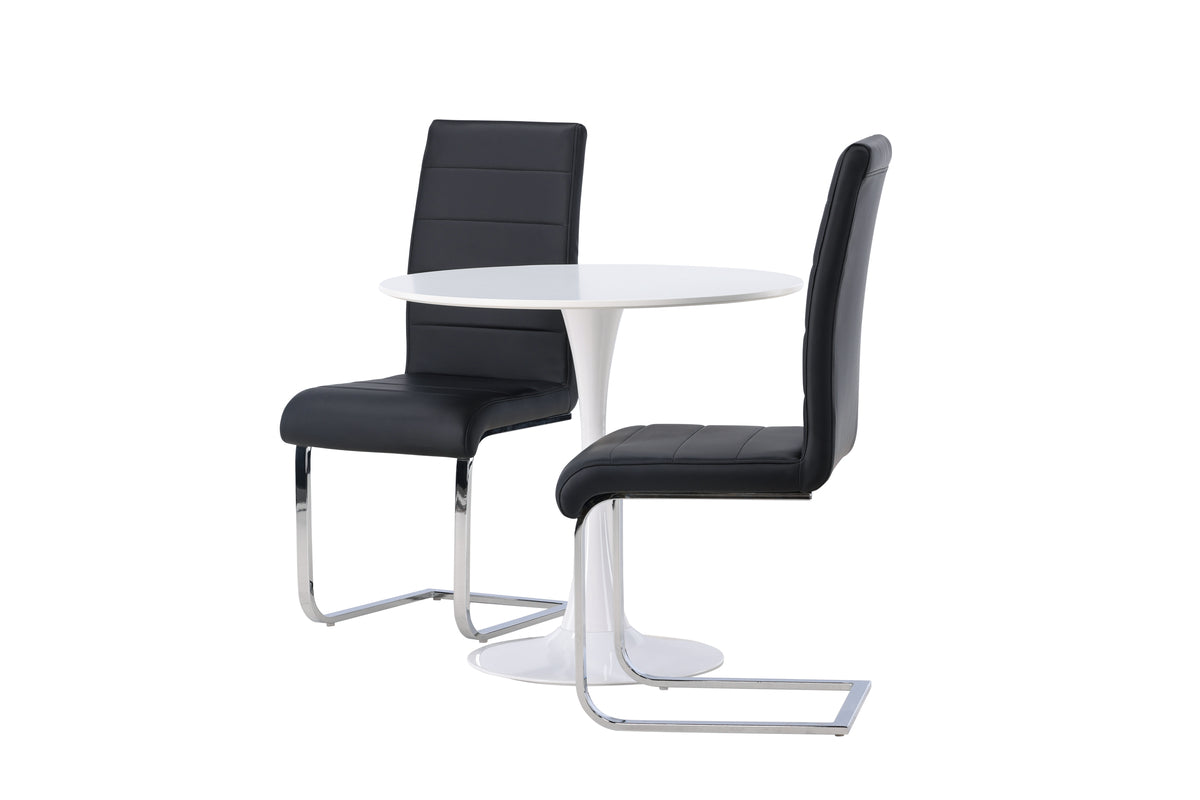 Venture Design Hamden & Tempo Runda Matbord ⌀80 Vit + Matstolar 2-pack Svart