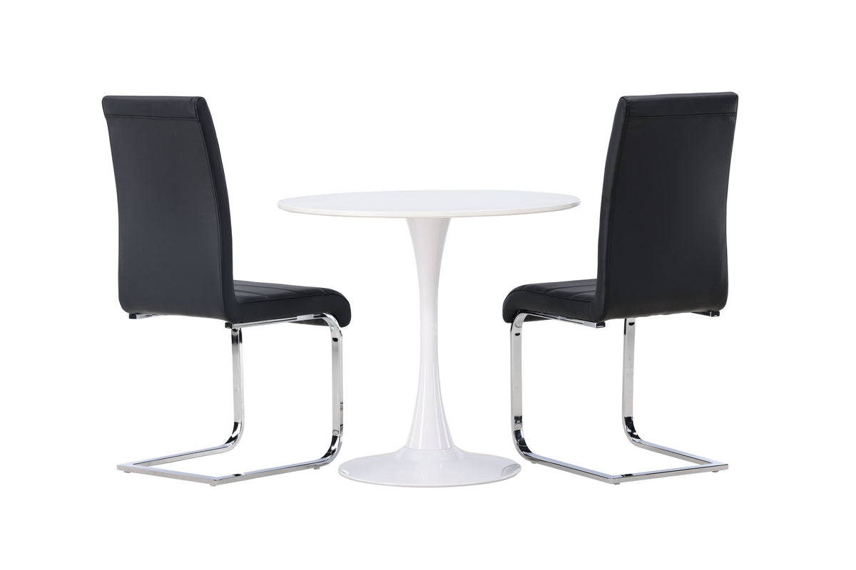 Venture Design Hamden & Tempo Runda Matbord ⌀80 Vit + Matstolar 2-pack Svart