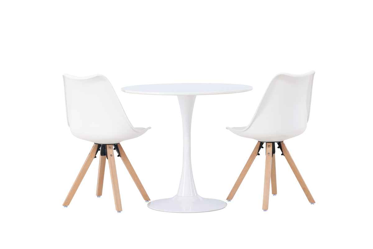 Venture Design Hamden & Zeno Runda Matbord ⌀80 Vit + Matstolar 2-pack Vit