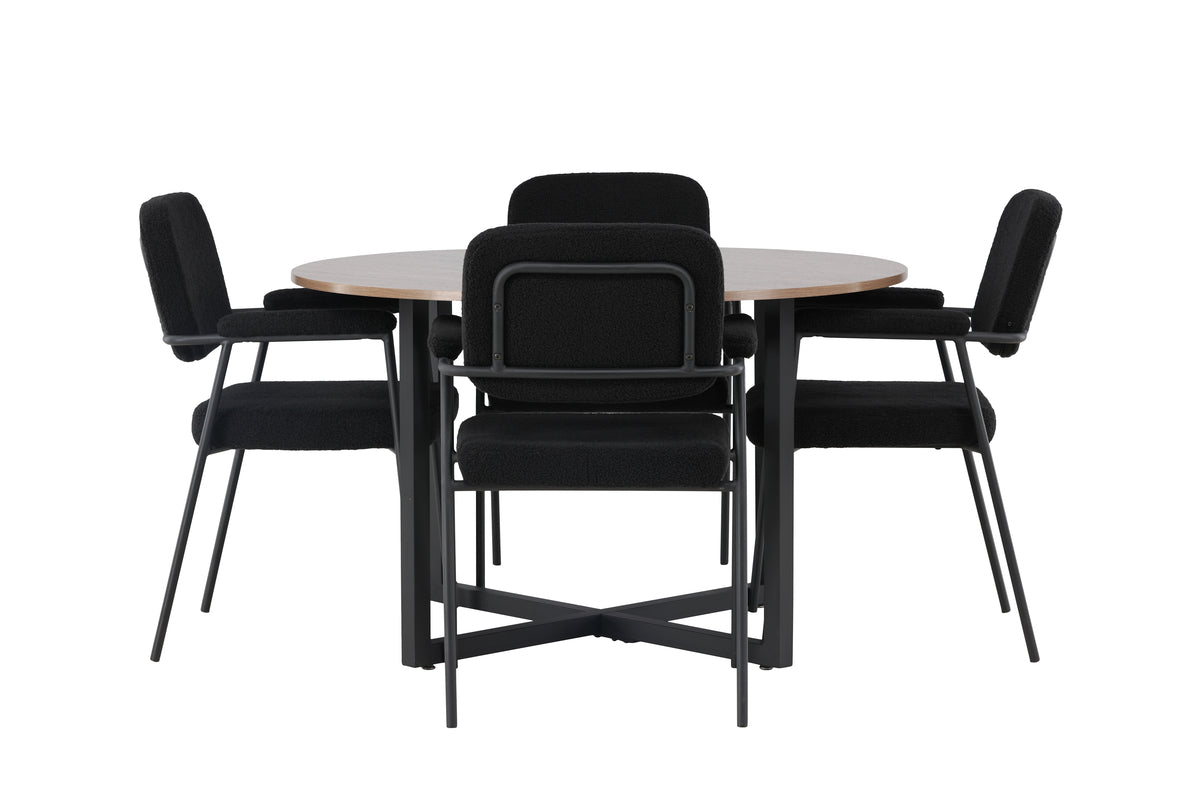 Venture Design Durango & Yesterday Runda Matbord ⌀120 Valnöt + Matstolar 2-pack Svart