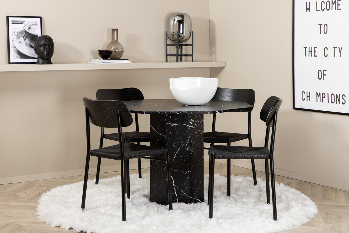 Venture Design Marbs & Polly Runda Matbord ⌀110 Svart + Matstolar 2-pack Svart
