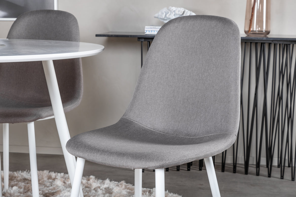 Venture Design Plaza & Polar Runda Matbord ⌀100 Vit + Matstolar Grå
