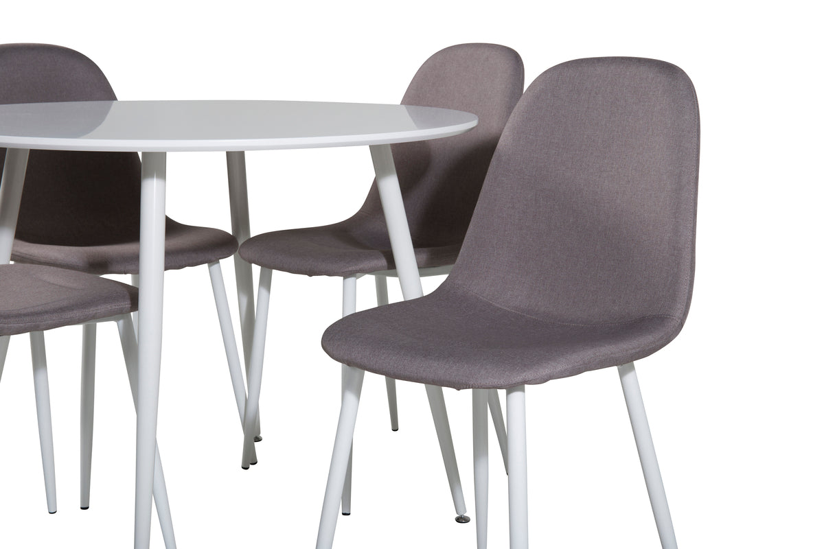 Venture Design Plaza & Polar Runda Matbord ⌀100 Vit + Matstolar Grå