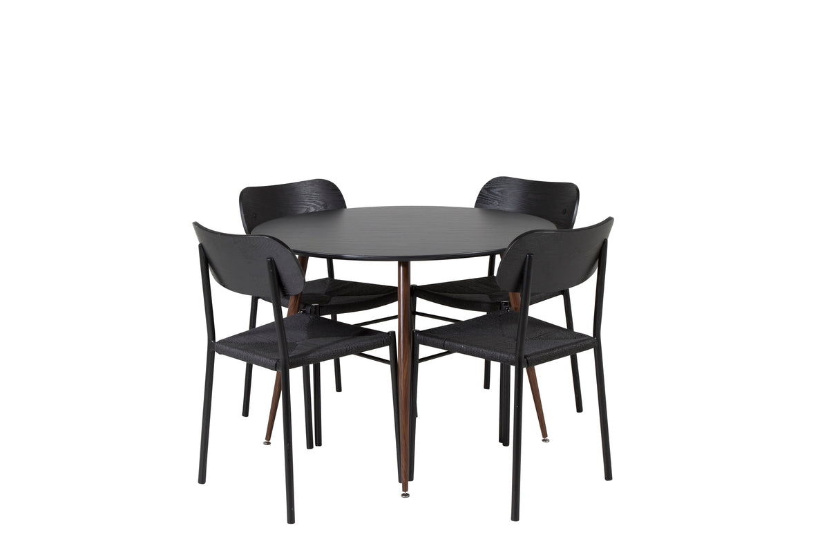 Venture Design Plaza & Polly Runda Matbord ⌀100 Svart + Matstolar 2-pack Svart