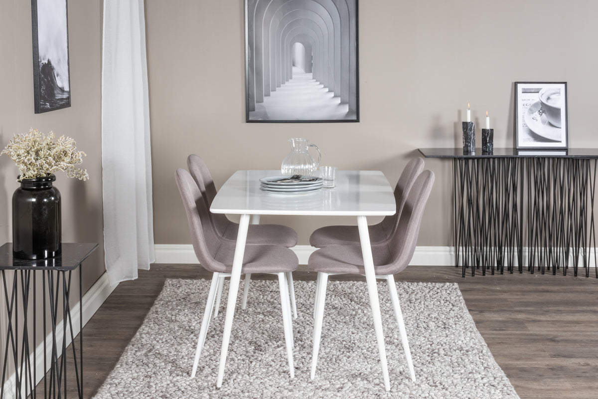 Venture Design Polar Rektangulära Matbord 120 x 75 Vit + Matstolar Grå