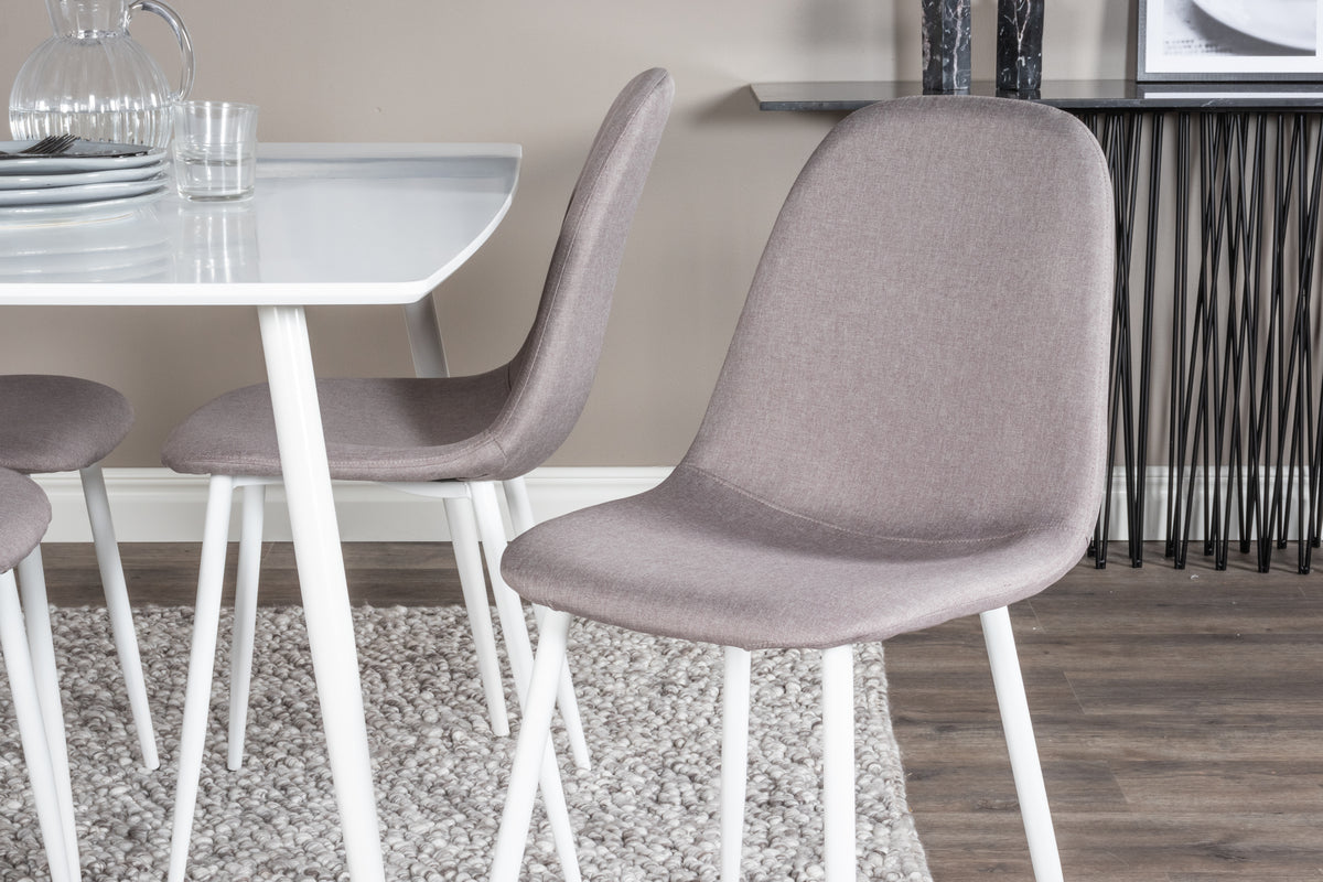 Venture Design Polar Rektangulära Matbord 120 x 75 Vit + Matstolar Grå