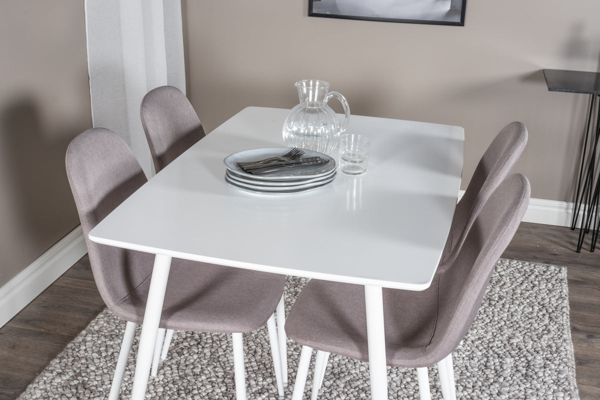 Venture Design Polar Rektangulära Matbord 120 x 75 Vit + Matstolar Grå