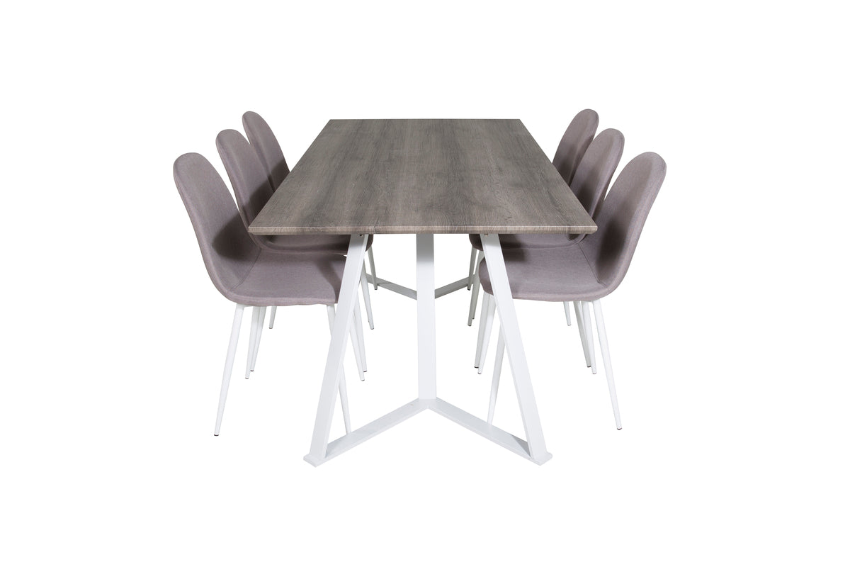 Venture Design Marina & Polar Rektangulära Matbord 180 x 90 Grå + Matstolar Grå