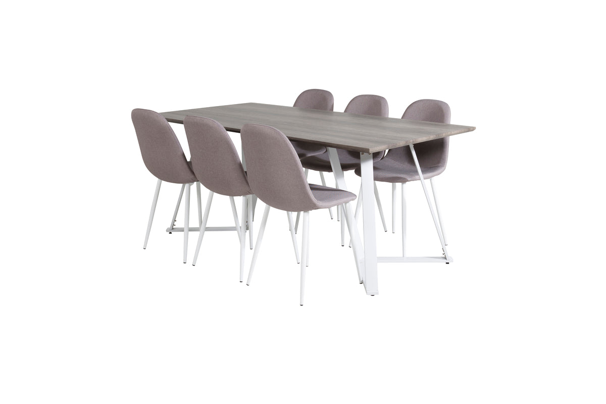 Venture Design Marina & Polar Rektangulära Matbord 180 x 90 Grå + Matstolar Grå