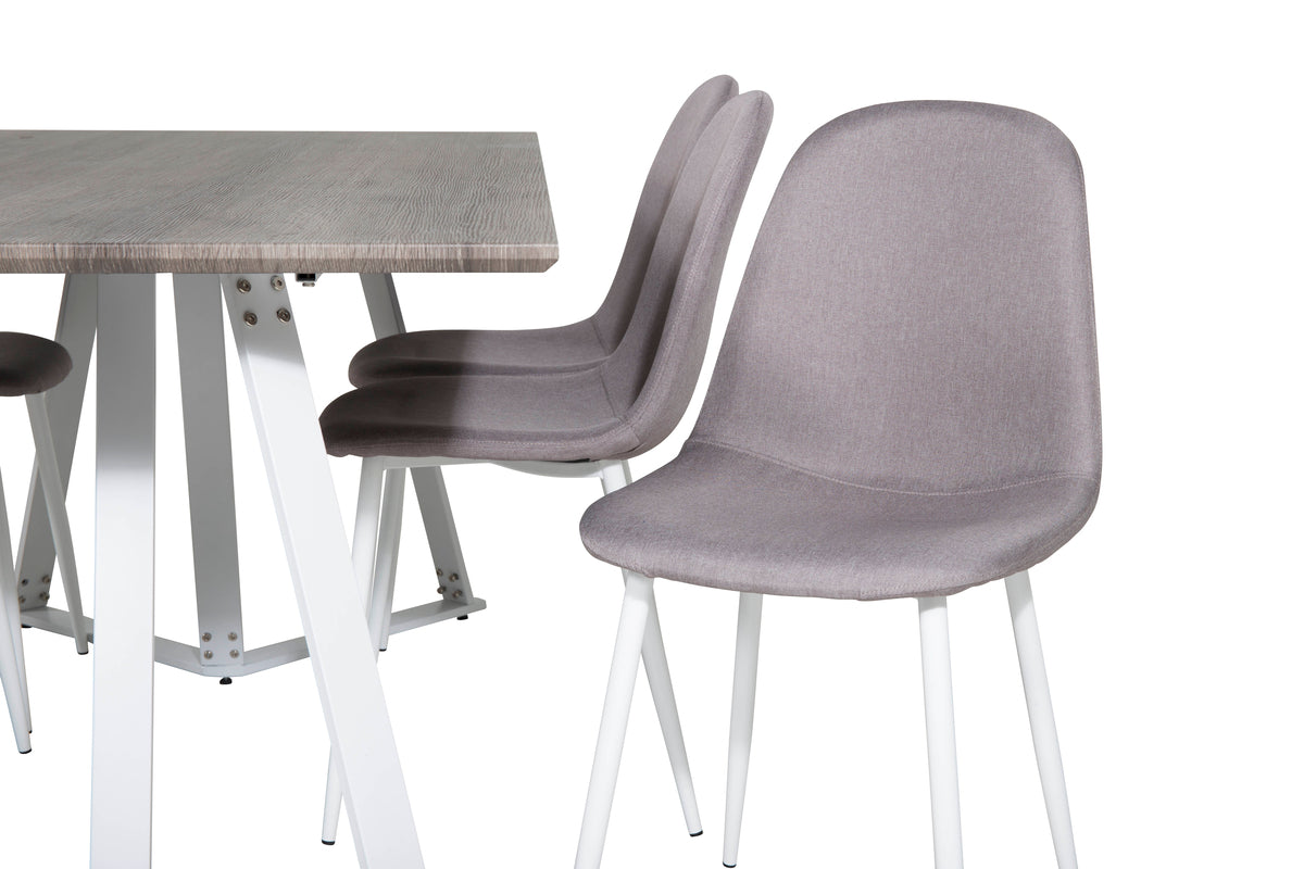Venture Design Marina & Polar Rektangulära Matbord 180 x 90 Grå + Matstolar Grå