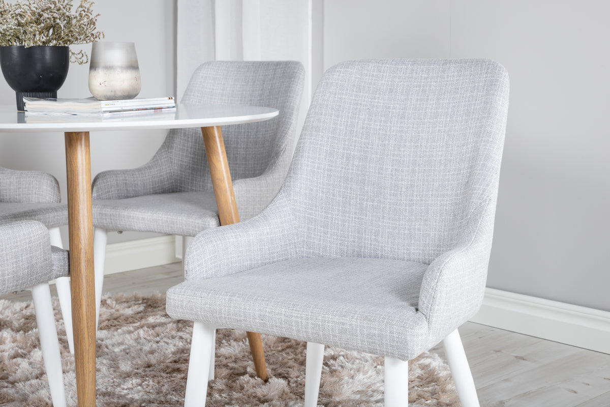 Venture Design Plaza Matstolar 2-pack Grå + Runda Matbord ⌀100 Vit