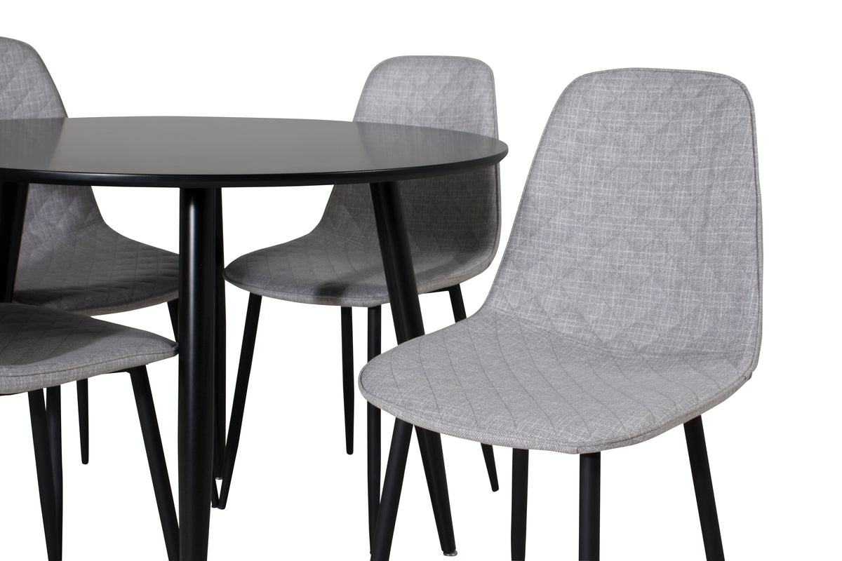 Venture Design Polar & Plaza Matstolar 2-pack Grå + Runda Matbord ⌀100 Svart