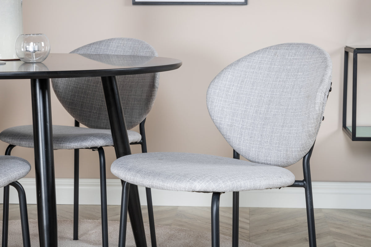 Venture Design Vault & Plaza Matstolar 2-pack Grå + Runda Matbord ⌀100 Svart