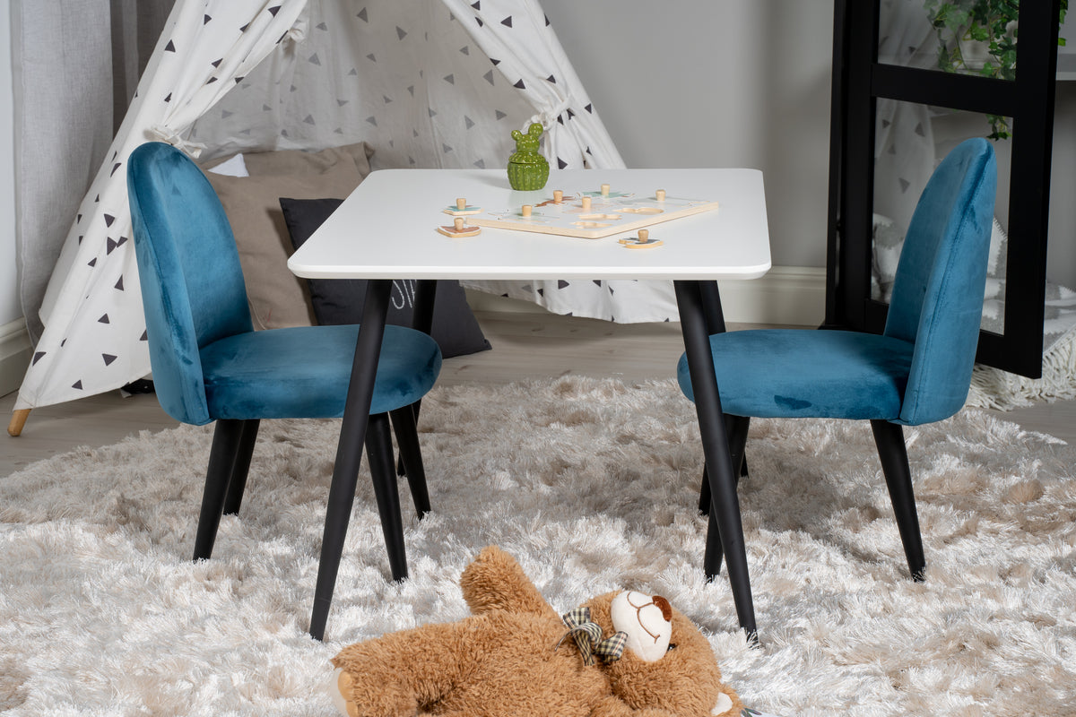 Venture Design Velvet & Polar Barnstolar Blå + Barnbord 50 x 80 x 60