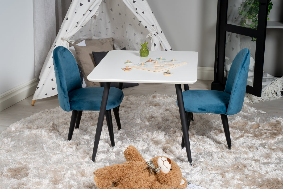 Venture Design Velvet & Polar Barnstolar Blå + Barnbord 50 x 80 x 60