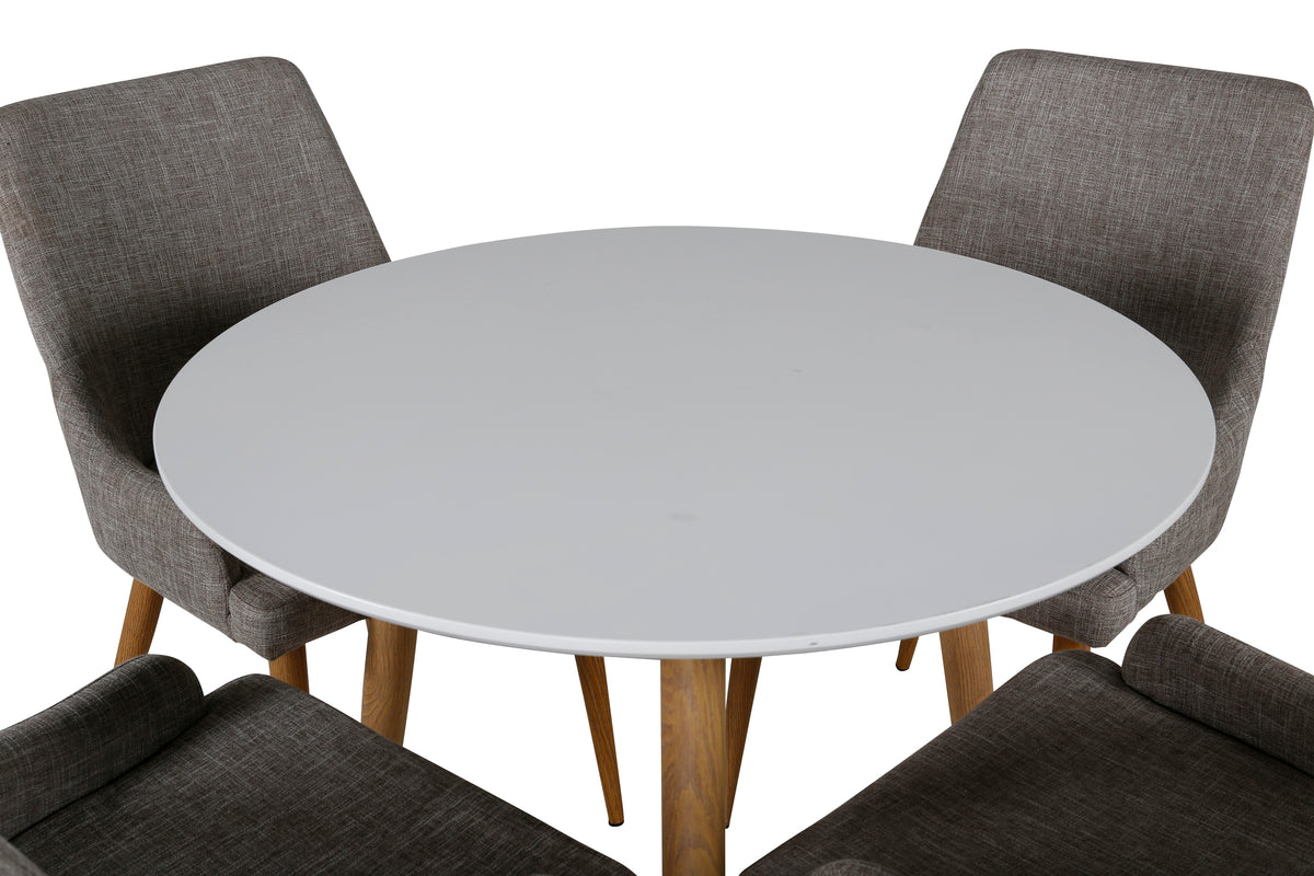 Venture Design Plaza & Polar Matstolar 2-pack Grå + Runda Matbord ⌀90 Vit