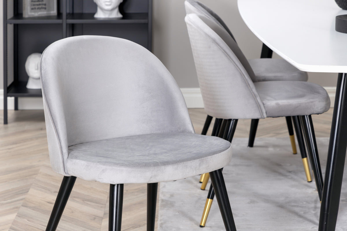 Venture Design Velvet & Polar Matstolar 2-pack Grå + Rektangulära Matbord 240 x 100 Vit
