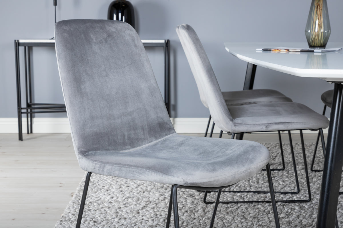 Venture Design Muce & Polar Matstolar 2-pack Grå + Rektangulära Matbord 240 x 100 Vit