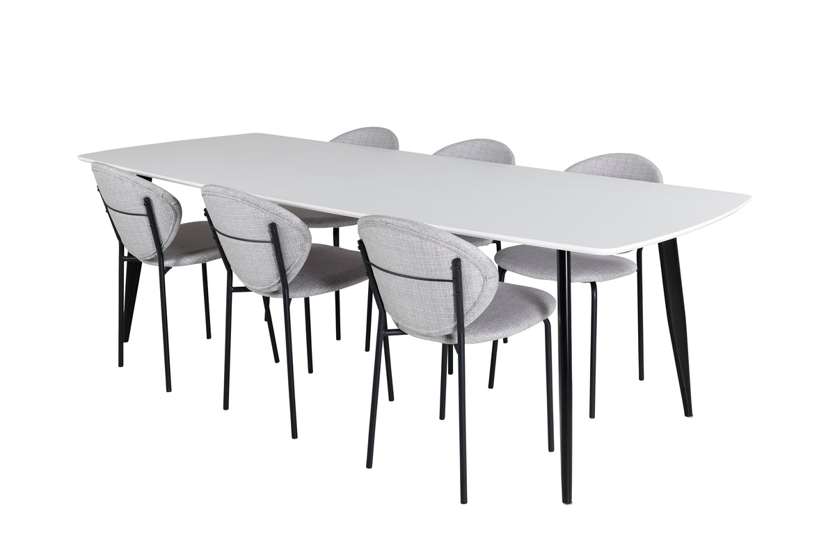 Venture Design Vault & Polar Matstolar 2-pack Grå + Rektangulära Matbord 100 x 240 Vit