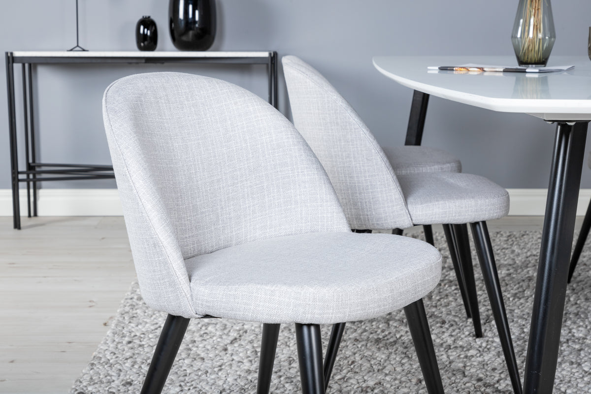 Venture Design Velvet & Polar Matstolar 2-pack Grå + Rektangulära Matbord 240 x 100 Vit