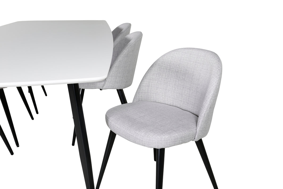Venture Design Velvet & Polar Matstolar 2-pack Grå + Rektangulära Matbord 240 x 100 Vit