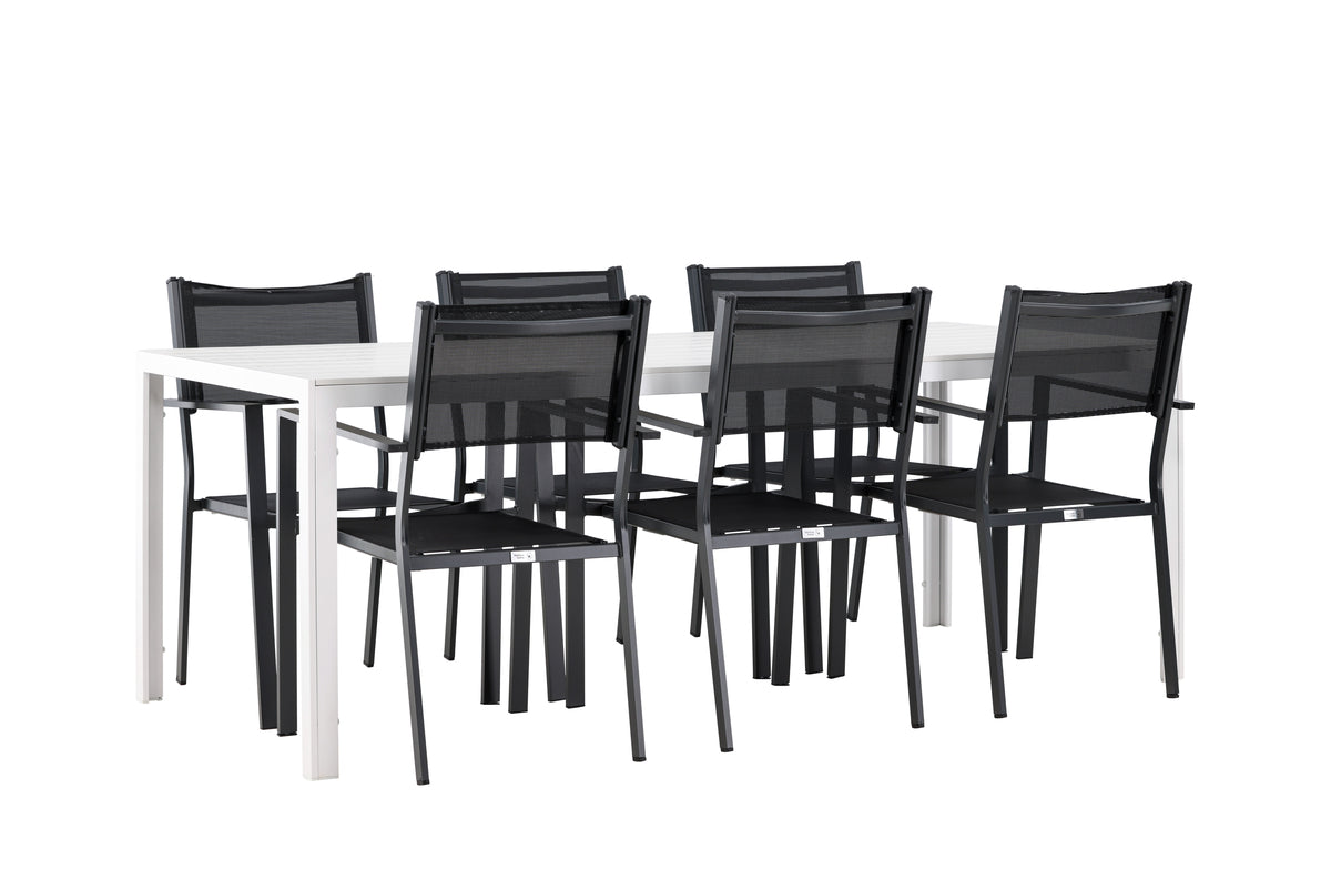 Venture Design Copacabana & Break Matstolar 2-pack Svart + Rektangulära Matbord 205 x 90 Vit