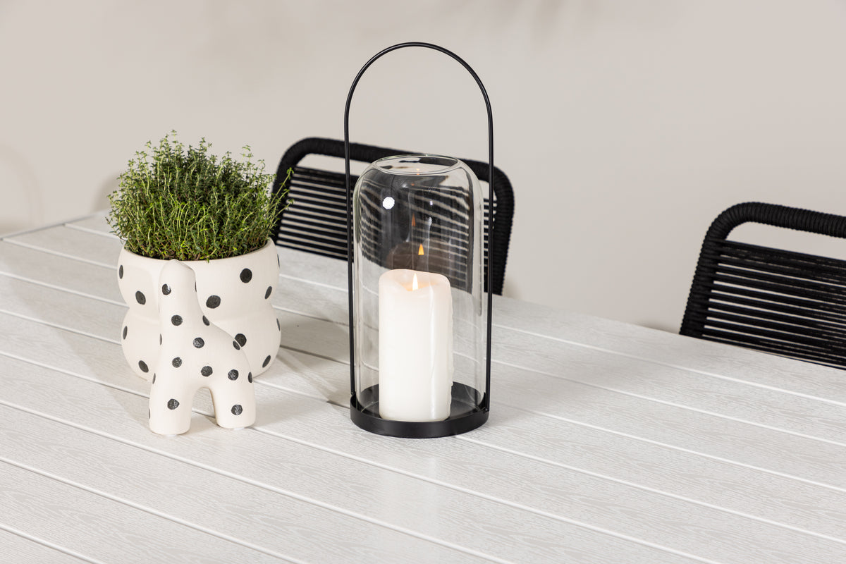 Venture Design Lindos & Break Matstolar 2-pack Svart + Rektangulära Matbord 205 x 90 Vit