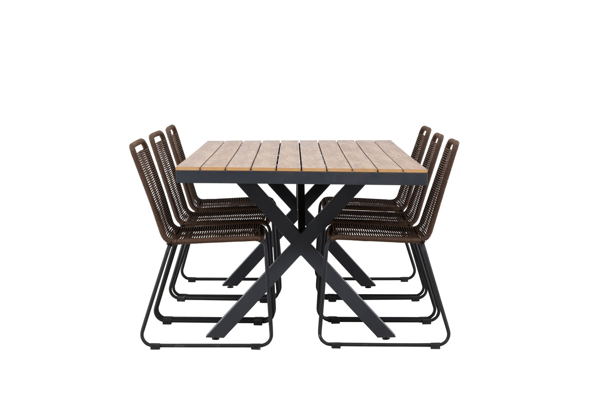 Venture Design Garcia & Lindos Rektangulära Matbord 200 x 100 Svart + Matstolar 2-pack Brown/ Black