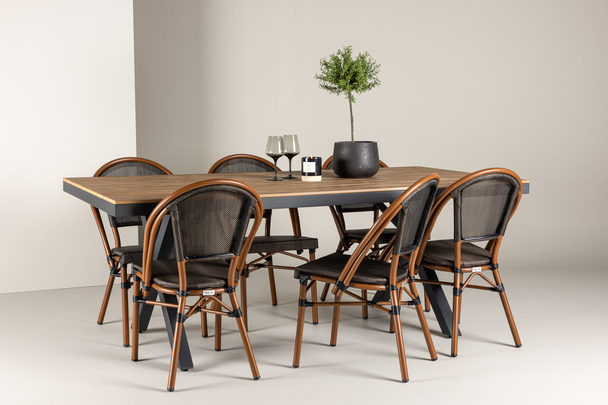 Venture Design Garcia & Guarda Rektangulära Matbord 100 x 200 Svart + Caféstolar 2-pack Svart
