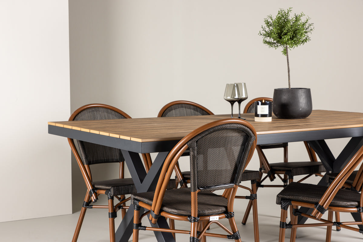 Venture Design Garcia & Guarda Rektangulära Matbord 100 x 200 Svart + Caféstolar 2-pack Svart