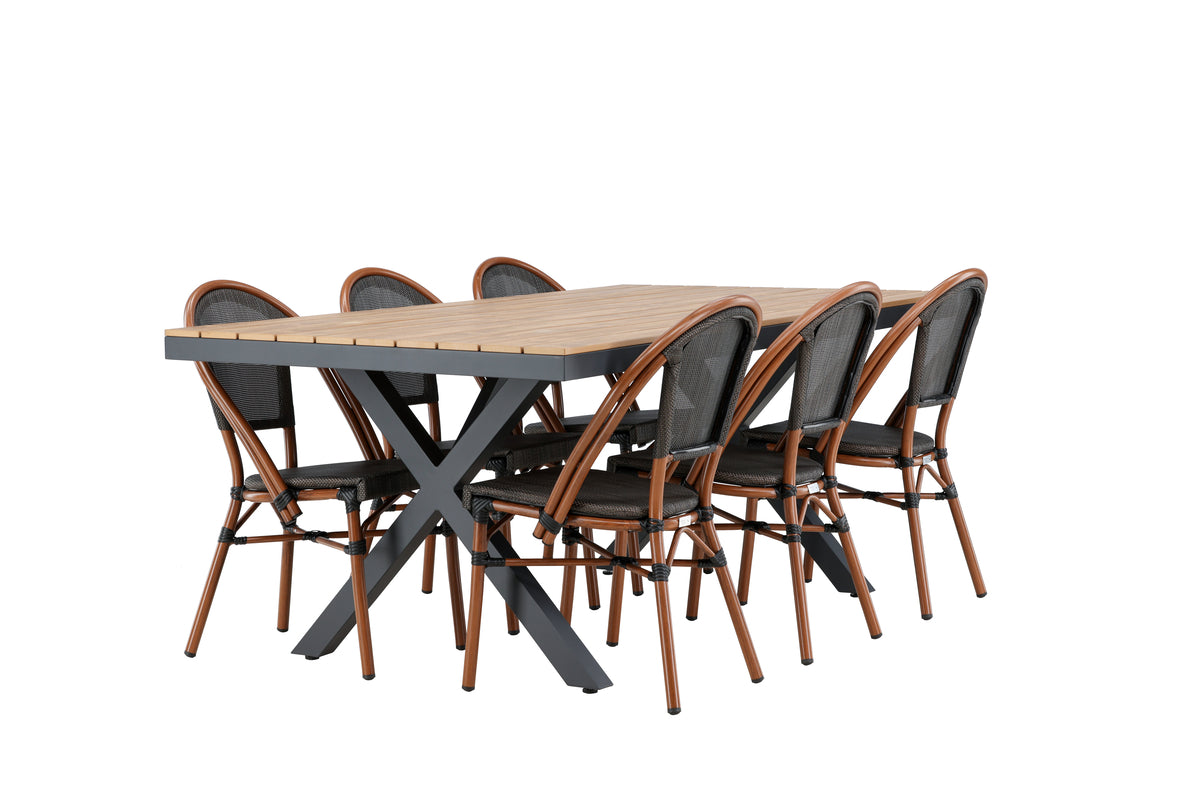 Venture Design Garcia & Guarda Rektangulära Matbord 100 x 200 Svart + Caféstolar 2-pack Svart