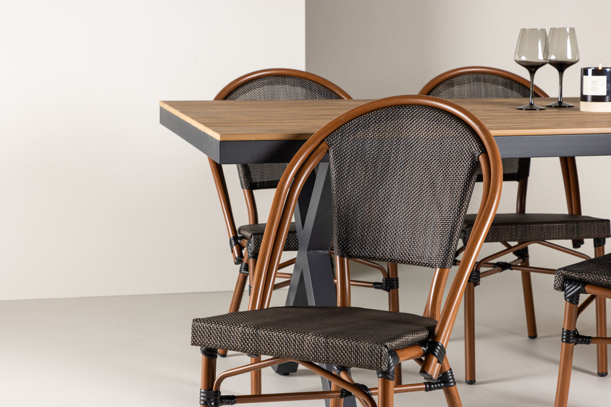 Venture Design Garcia & Guarda Rektangulära Matbord 100 x 200 Svart + Caféstolar 2-pack Svart