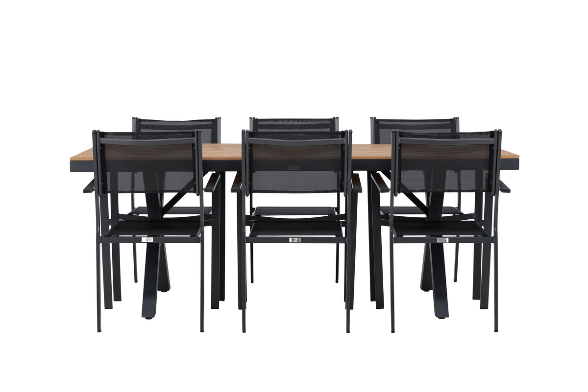 Venture Design Copacabana & Garcia Matstolar 2-pack Svart + Rektangulära Matbord 200 x 100 Svart