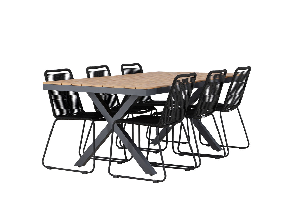 Venture Design Lindos & Garcia Matstolar 2-pack Svart + Rektangulära Matbord 200 x 100 Svart