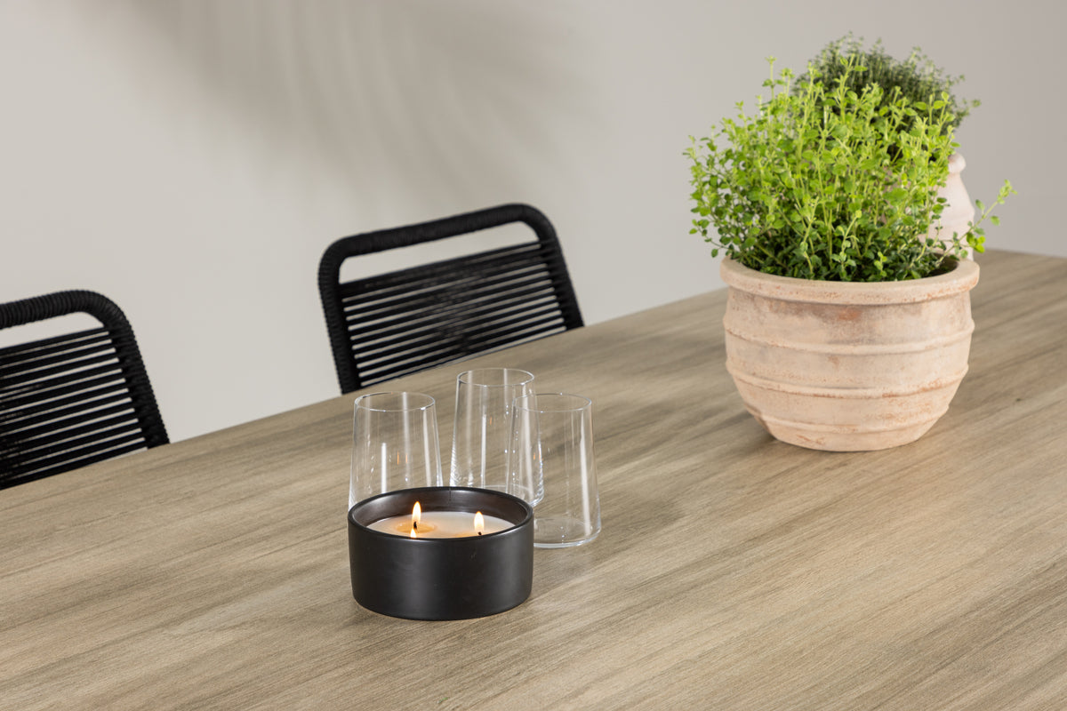 Venture Design Lindos & Merlo Matstolar 2-pack Svart + Rektangulära Matbord 200 x 90 Vit