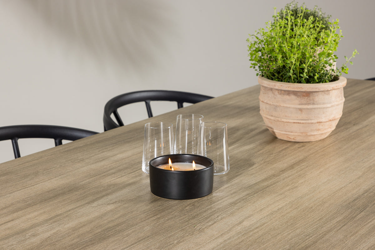 Venture Design Stina & Merlo Matstolar 6-pack Svart + Rektangulära Matbord 200 x 90 Vit