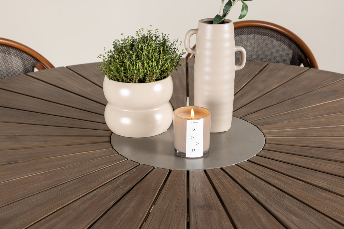 Venture Design Rosario & Guarda Runda Matbord ⌀140 Brun + Caféstolar 2-pack Svart